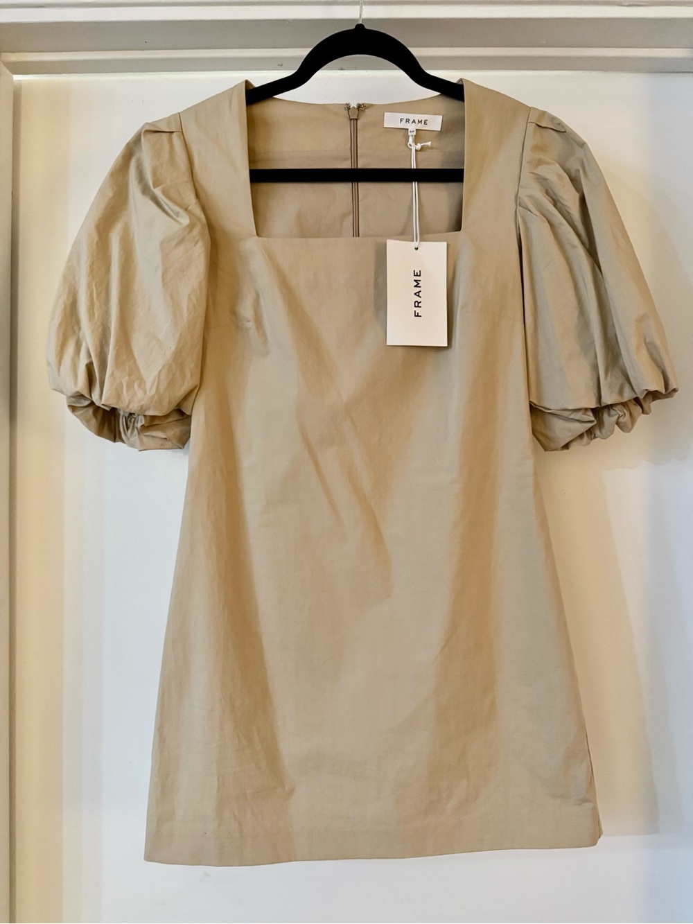Frame Denim Sandstone Square-Neck Puff Sleeve Tunic